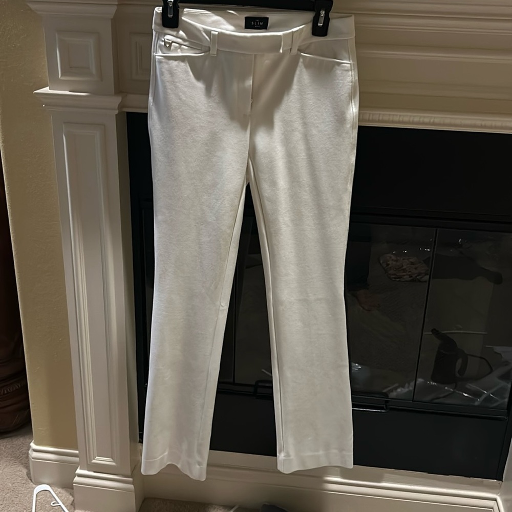White boot cut pants. Soft, perfectly tailored.